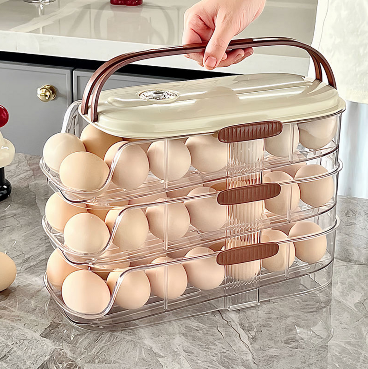 Automatic Egg Dispenser & Rolling Food Storage Organizer