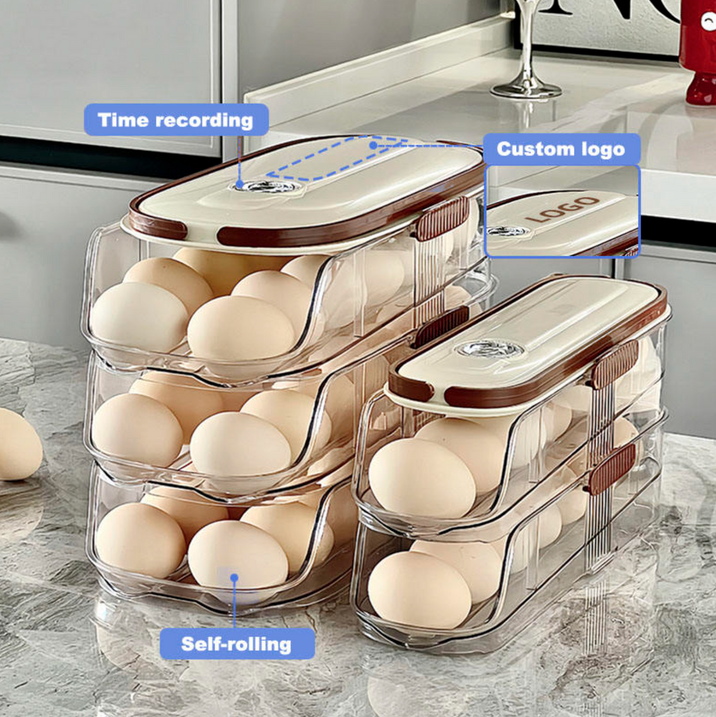 Automatic Egg Dispenser & Rolling Food Storage Organizer