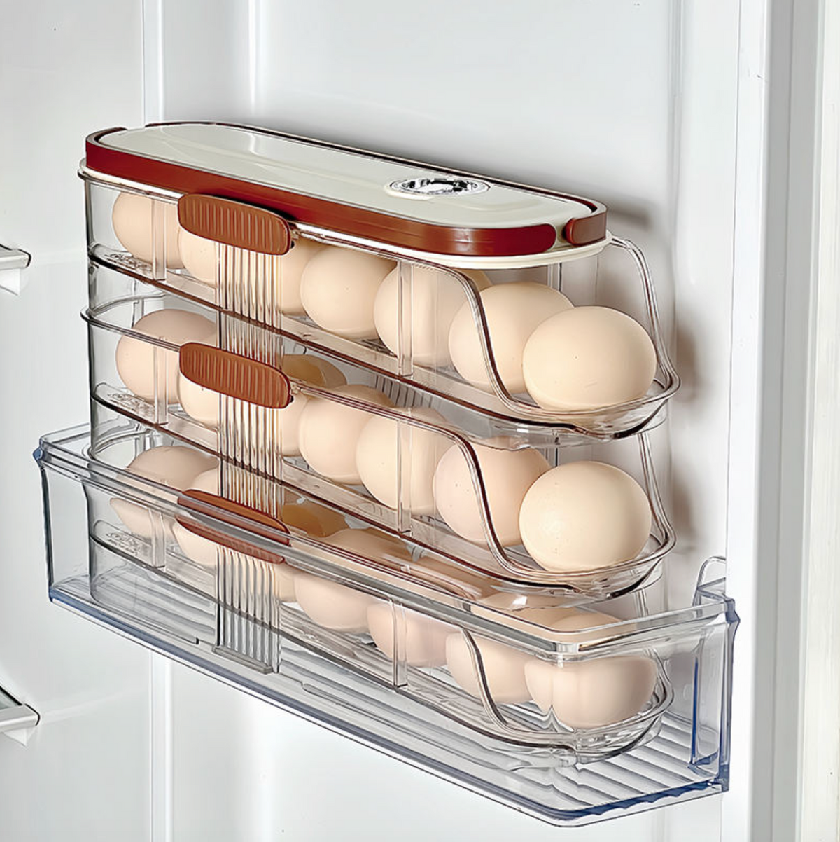 Automatic Egg Dispenser & Rolling Food Storage Organizer